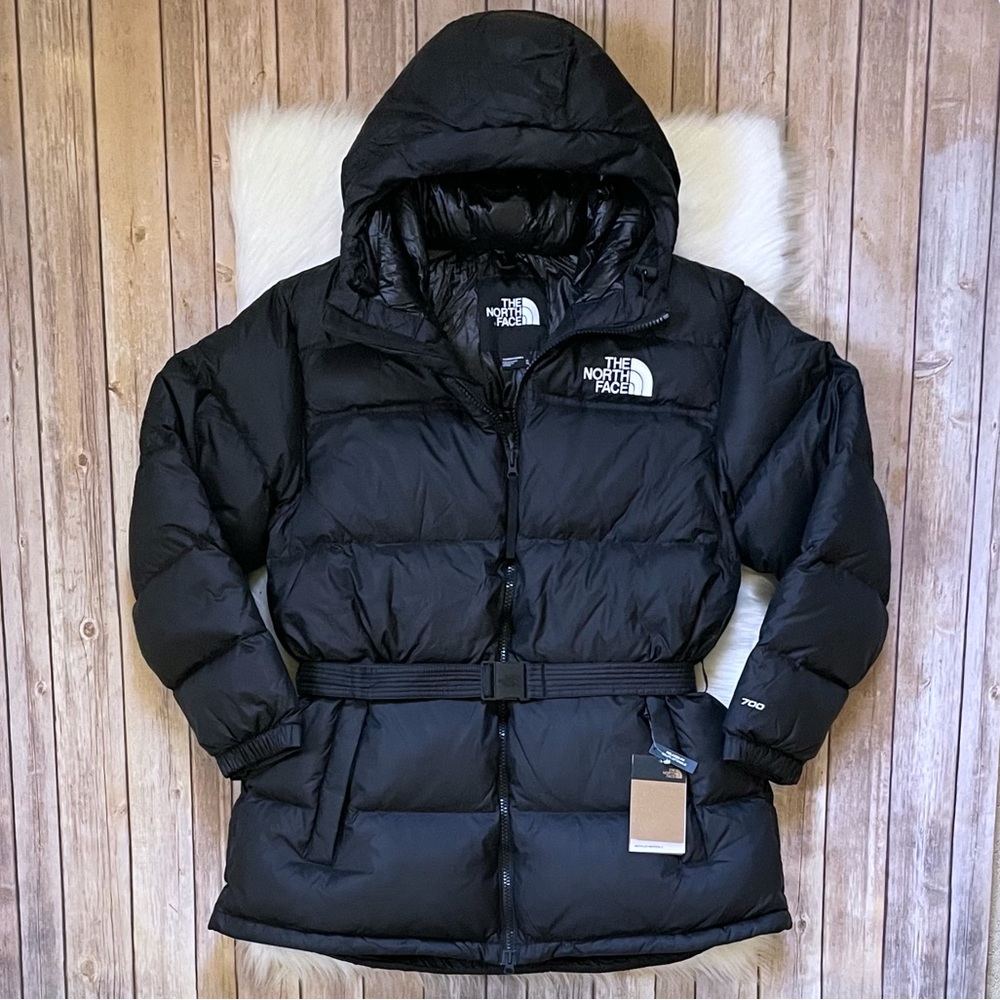 The North Face Women’s Black Nuptse Belted Mid Jacket